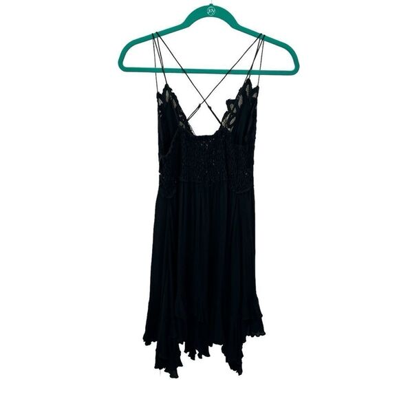 Free People Adella Slip Dress Black Asymmetrical Hem Size Small - Picture 4 of 12